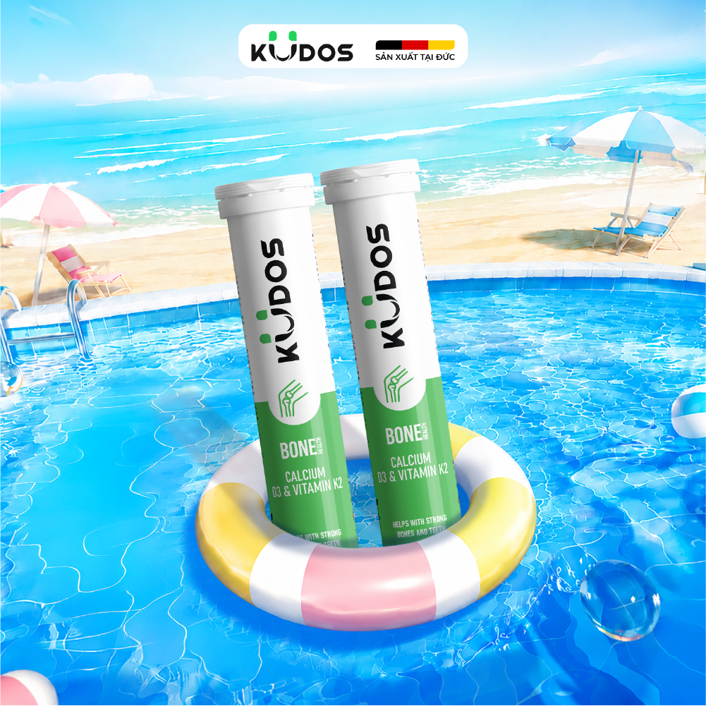 Combo 2 Tuýp TPBVSK Viên sủi KUDOS BONE bổ sung canxi, D3 và K2 (20 viên/tuýp)