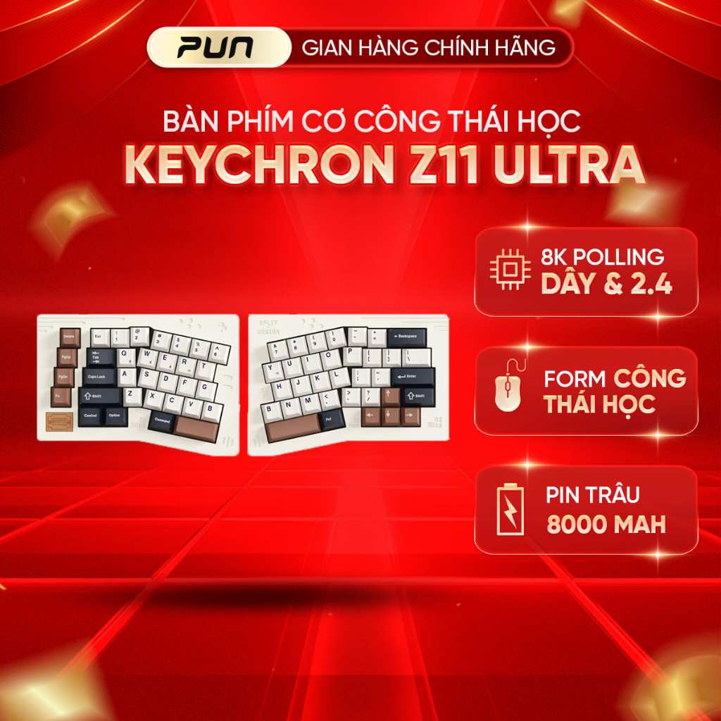 Bàn Phím Cơ Keychron Z11 Ultra 8K Alice Split CNC Nhôm Nguyên Khối ...