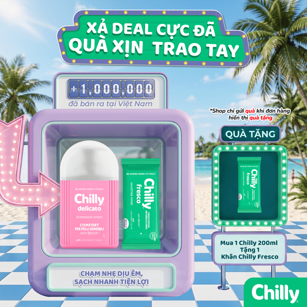 [SẠCH DỊU TIỆN LỢI] Combo dung dịch vệ sinh Chilly Delicato 200ml+Khăn Freso chạm nhẹ dịu êm, sạch nhanh tiện lợi