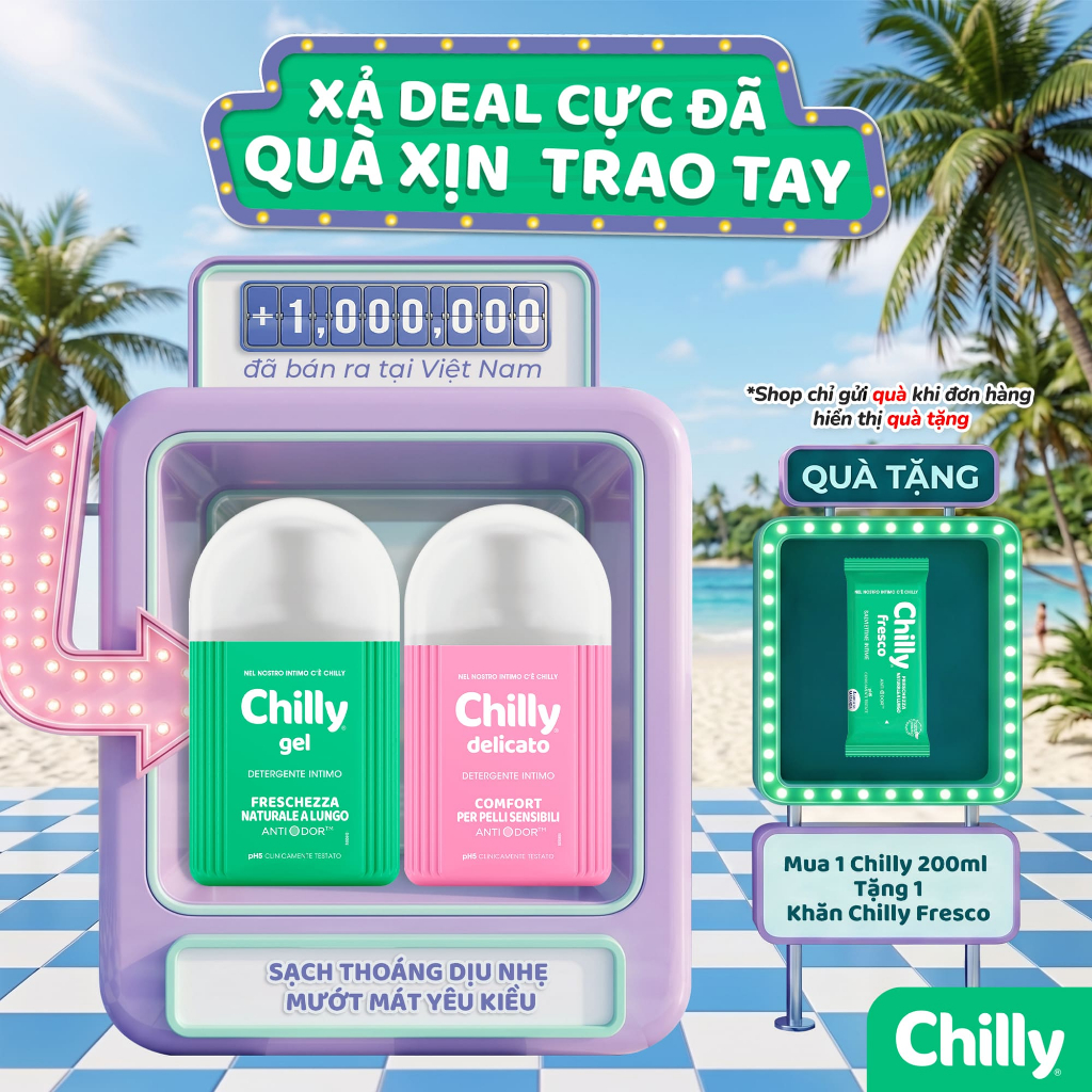 (SẠCH THOÁNG DỊU NHẸ)Dung dịch vệ sinh Chilly Gel/Delicato 200ml sạch thoáng hàng ngày dịu êm cho da