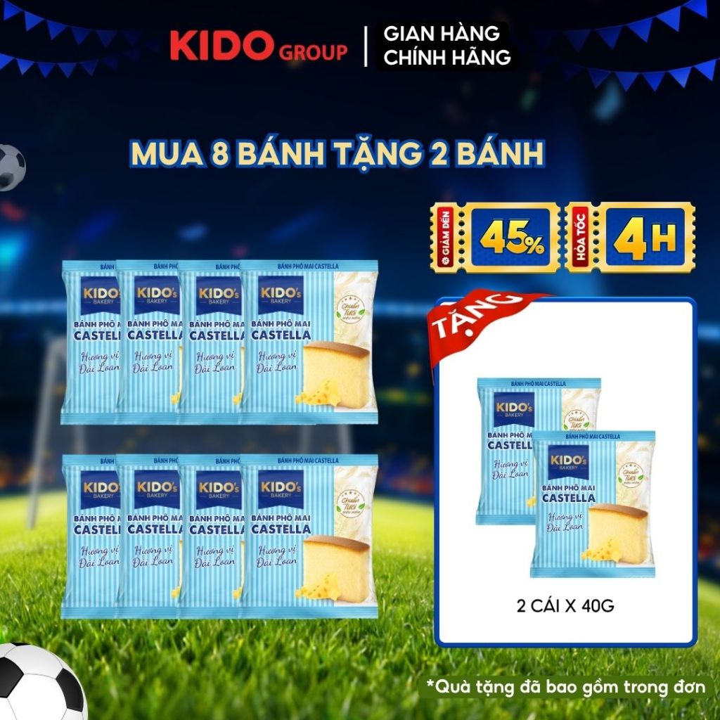 [MUA 8 TẶNG 2] BÁNH KIDO'S BAKERY: Bánh Phô Mai Castella 40g
