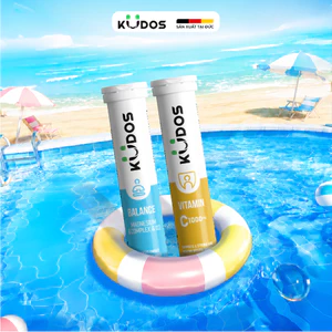 Combo 2 TPBVSK Viên sủi KUDOS BALANCE bổ sung vitamin B & Magie + Viên Sủi KUDOS VITAMIN C 1000MG (20 viên/tuýp)