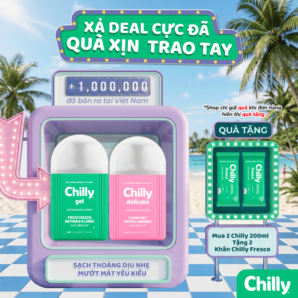 (SẠCH THOÁNG DỊU NHẸ)Combo 2 Dung dịch vệ sinh Chilly Gel+Delicato 200ml sạch thoáng tự nhiên, dịu êm cho da