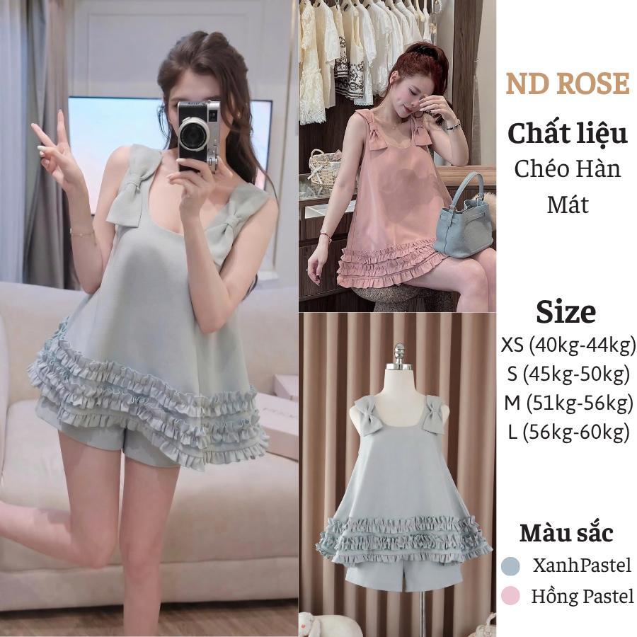 Set Babydoll Tầng Bèo Phối Nơ Kèm Quần Xinh Xắn NDB6