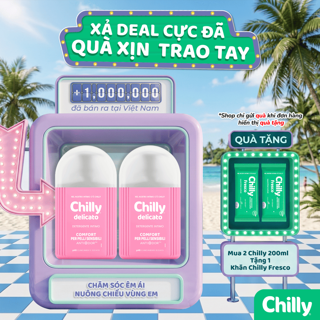 (CHẠM DỊU NÂNG NIU) Combo 2 dung dịch vệ sinh Chilly Delicato 200ml chăm sóc êm ái, nuông chiều vùng em