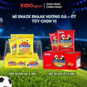 Tùy Chọn Vị - Hộp 24 gói Snack Mì Enaak Hương Gà Vàng 30g hoặc Set 20 gói Snack Enaak Hương Ớt Cấp Độ 1 28g