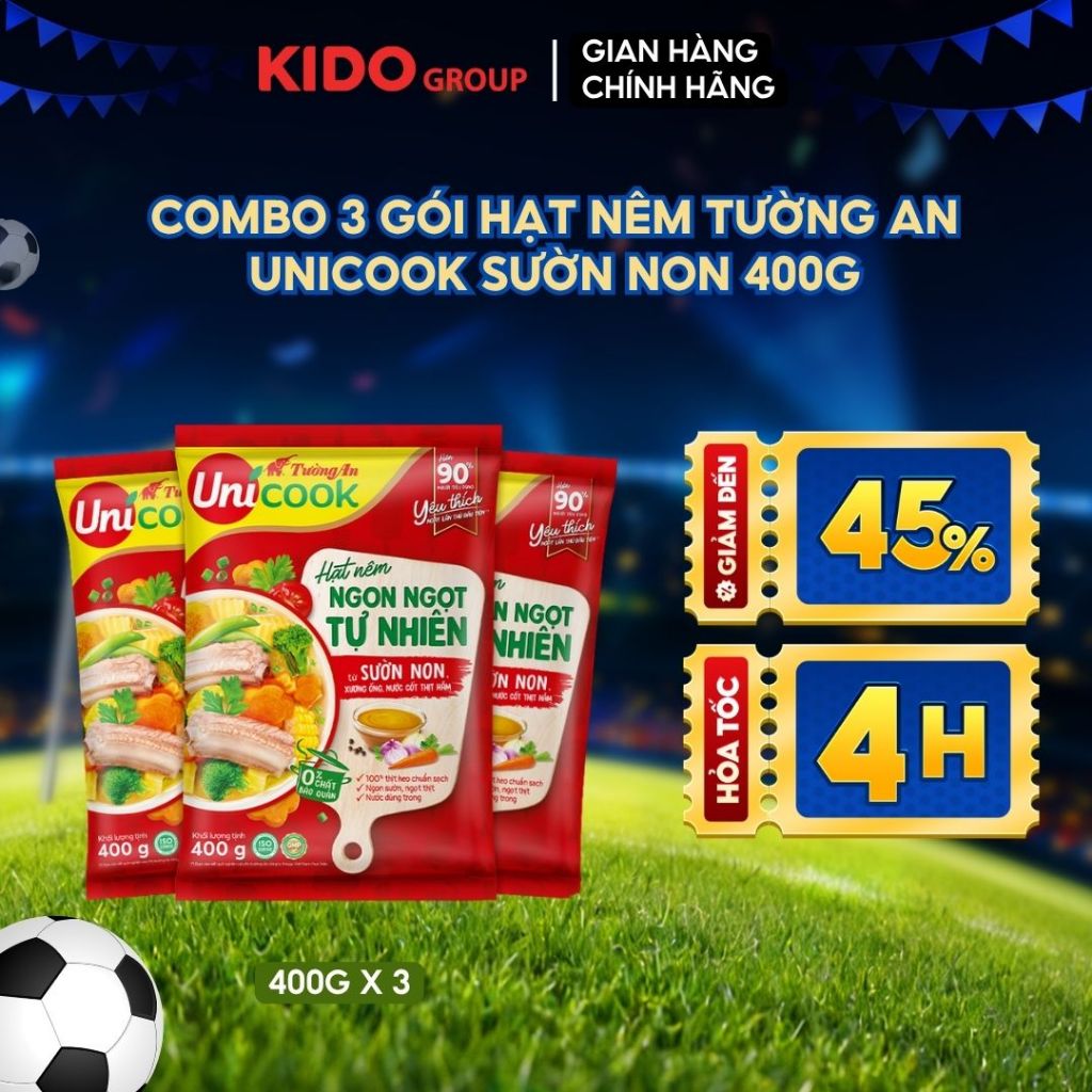 Combo 3 gói Hạt nêm Tường An Unicook Sườn Non 400g