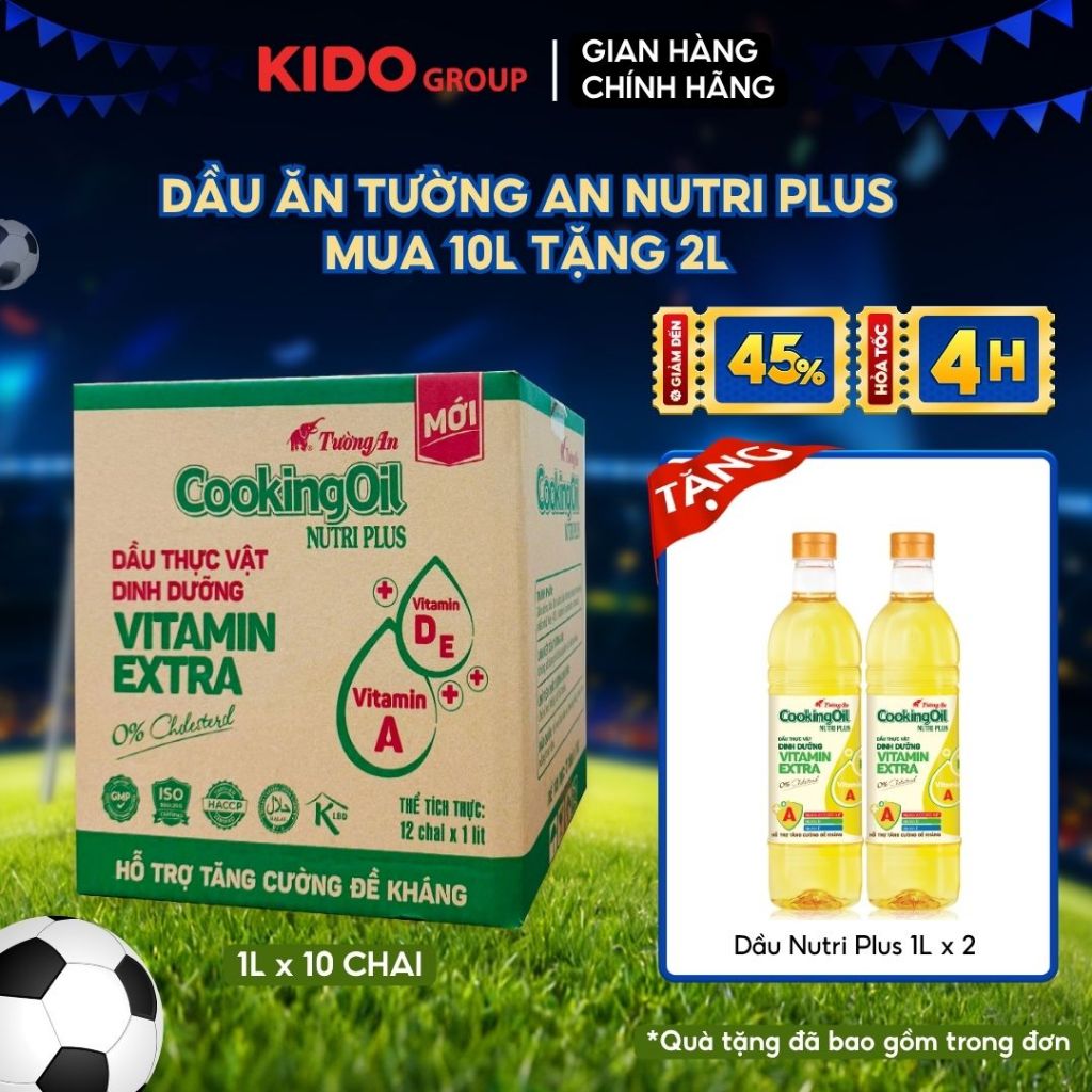 [MUA 10L TẶNG 2L] Dầu Ăn Tường An Cooking Nutri Plus 1L