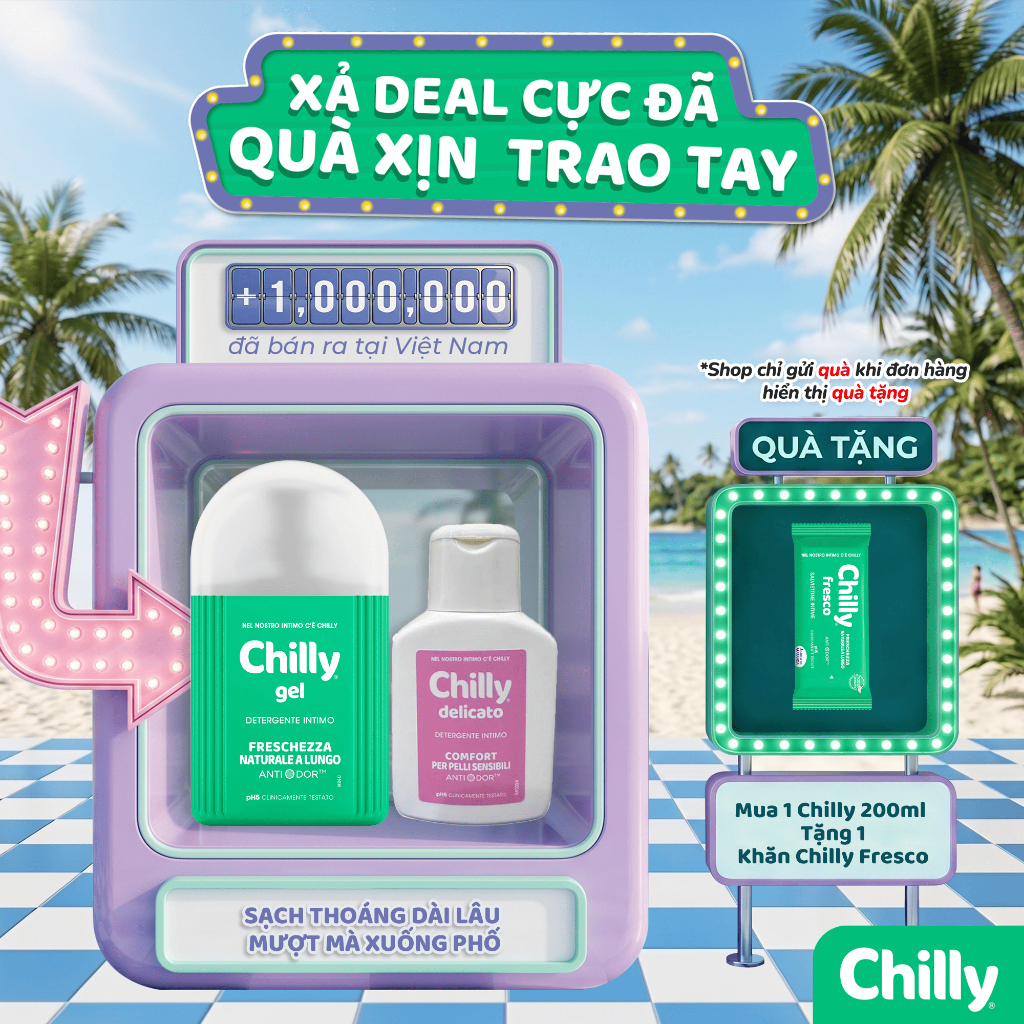 (SẠCH MÁT DÀI LÂU) Combo Dung dịch vệ sinh Chilly 200ml+Deli 50ml dịu êm sạch thoáng, thoải mái vận động