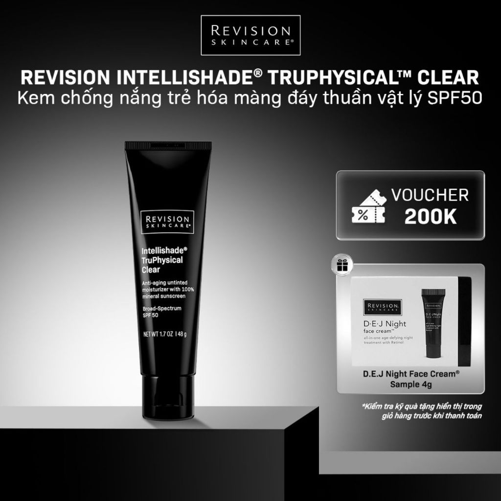 [LIVE] Kem Chống Nắng Trẻ Hóa Màng Đáy Thuần Vật Lý SPF50 REVISION SKINCARE Intellishade® TruPhysical™ Clear 48g