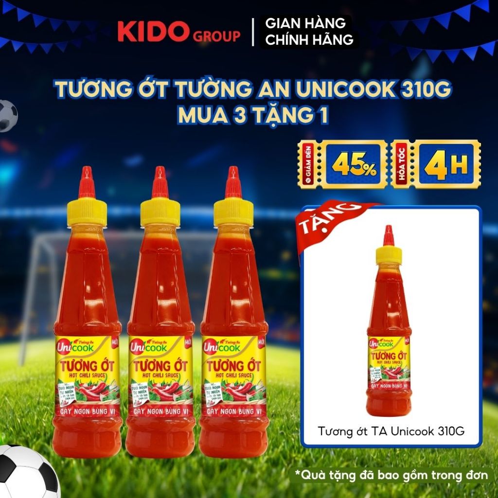 Combo 4 Chai Tương Ớt Tường An Unicook 310g