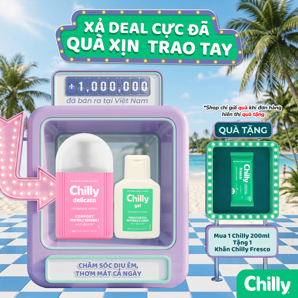 (SẠCH THƠM DÀI LÂU) Combo dung dịch vệ  Chilly Deli 200ml + Gel 50ml chăm sóc dịu êm, thơm mát cả ngày