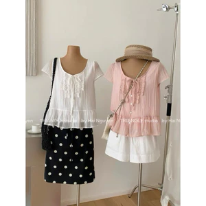 TRIANGLE - Girly Blouse (Cân nhắc kỹ, return is not welcomed) Áo sơ mi cách điệu chuẩn tag Wgwe style Hàn Quốc