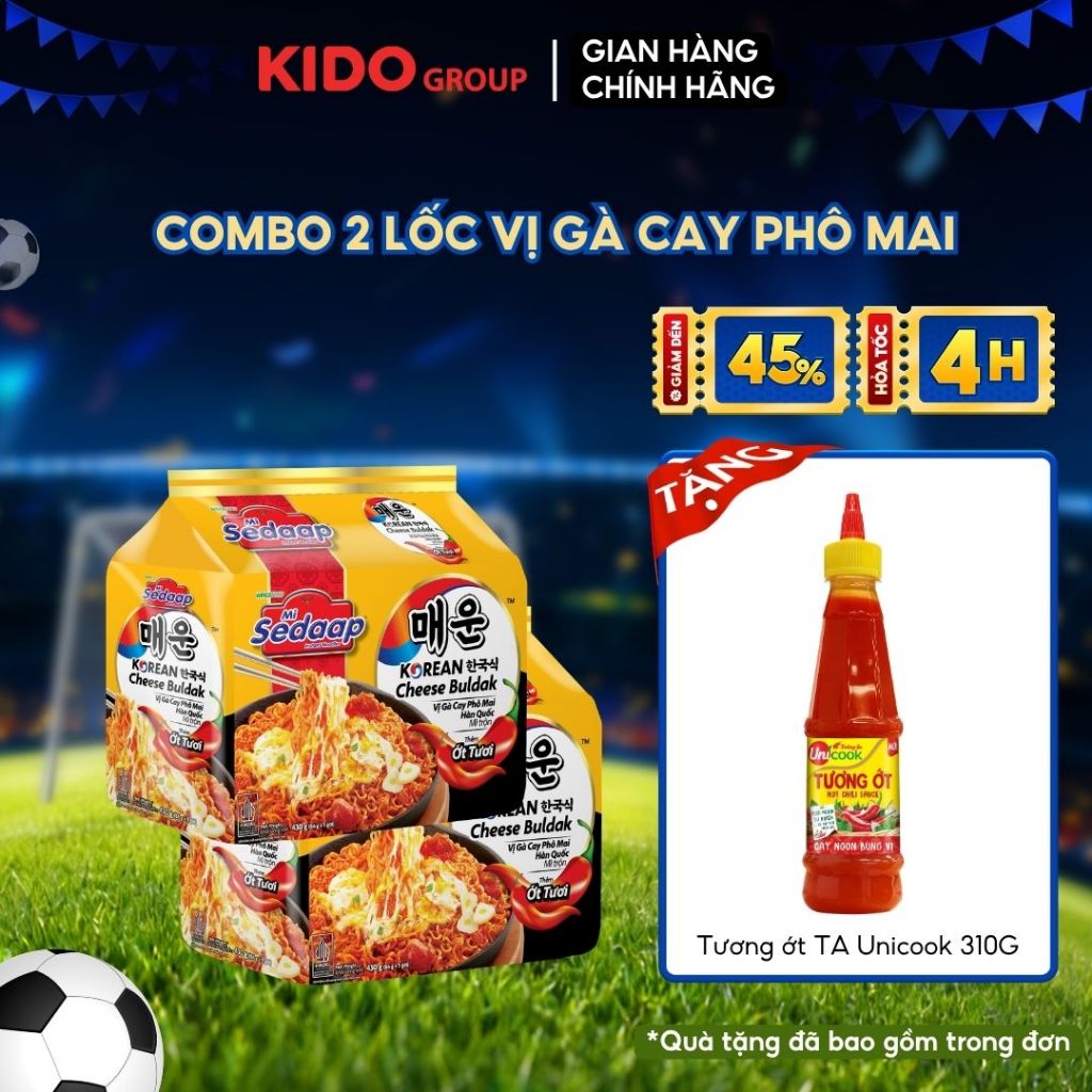 [ Tặng 1 Tương Ớt TA Unicook 310g ] Combo 2 Lốc Mì Sedaap - Mì Sedaap Vị Gà Cay Phô Mai Hàn Quốc 86gr x 10 gói