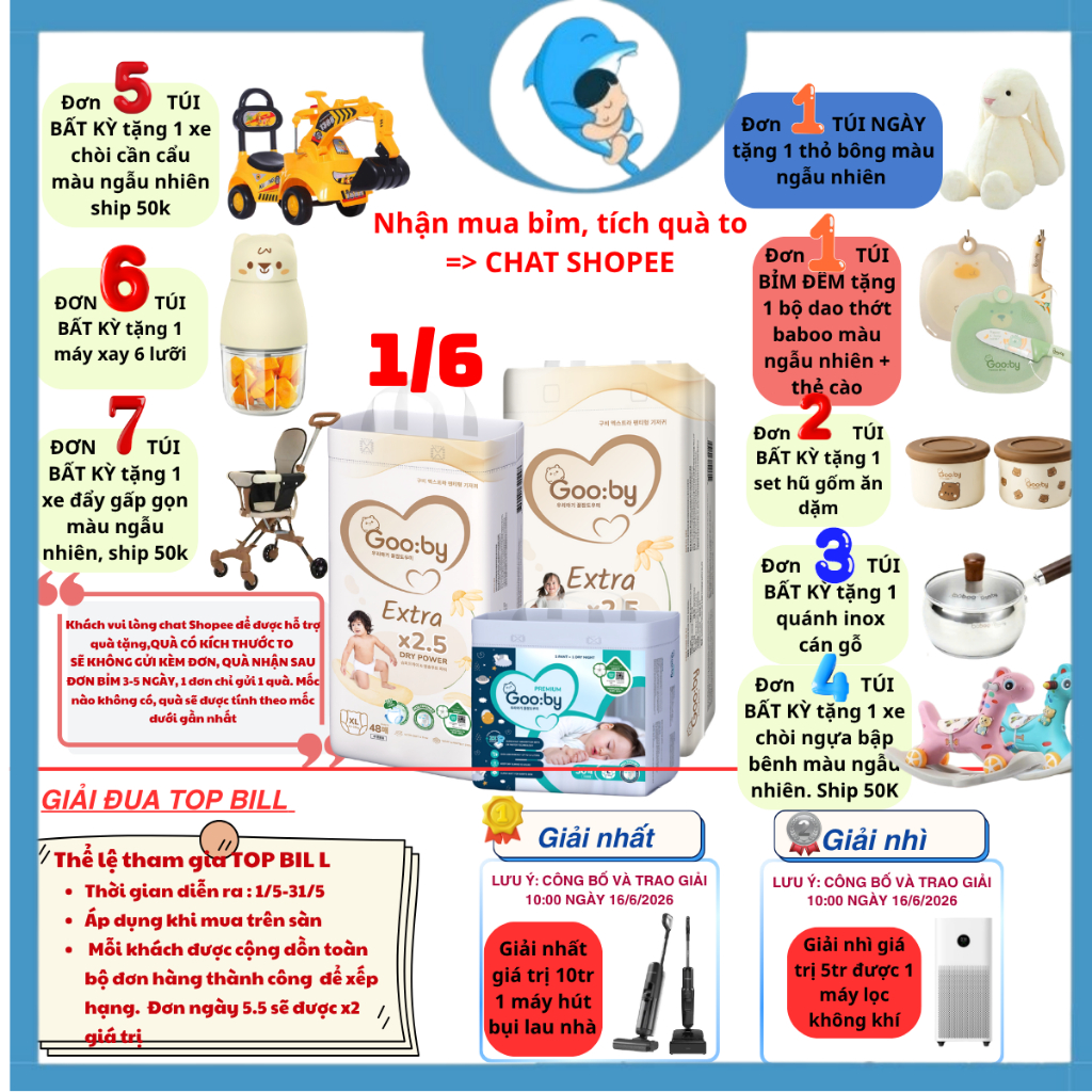 Tã/bỉm quần dán Gooby Extra/Premium đủ size M58/L52/XL50/XXL46 chống tràn hiệu quả cho bé từ 6kg - 24kg MECAHEO