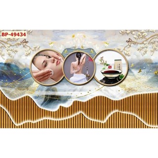 Tranh dán spa dưỡng sinh, gội đầu dưỡng sinh, ngâm chân thảo dược, tranh 3D dán tường in trên vải lụa (tặng kèm keo dán)