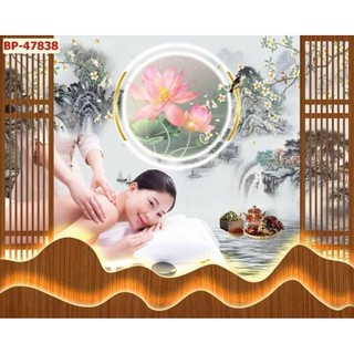 Tranh dán spa dưỡng sinh, gội đầu dưỡng sinh, ngâm chân thảo dược, tranh 3D dán tường in trên vải lụa (tặng kèm keo dán)