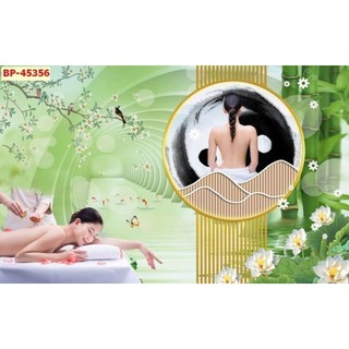 Tranh trang trí spa dưỡng sinh, decor gội đầu dưỡng sinh, tranh ngâm chân thảo dược in trên vải lụa (tặng kèm keo dán)