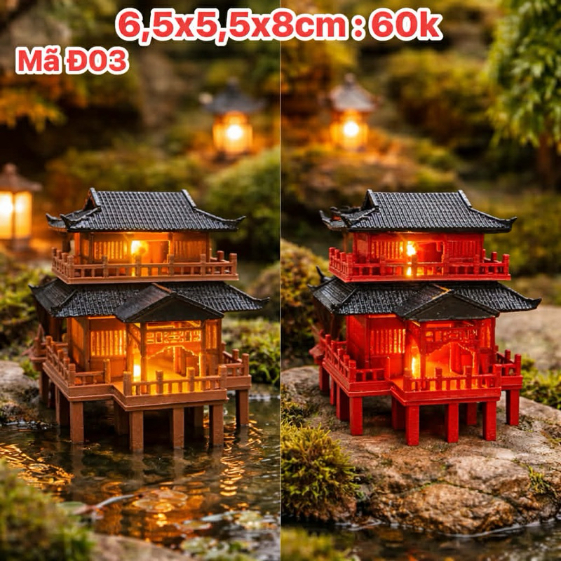 Mô hình nhà sàn 2 tầng setup terrarium,tiểu cảnh