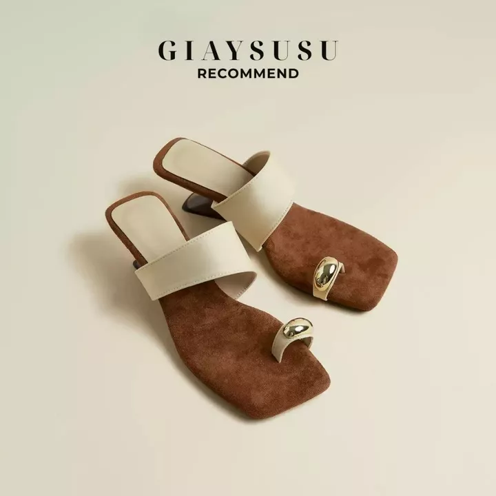 Dép Cao Gót Nữ, Sandal Nữ Mũi Vuông Công Sở, Guốc Nữ Đế Xuồng Thấp 5cm Da Mềm Quai Ngang Sang Chảnh Đi Làm SU SU GD079
