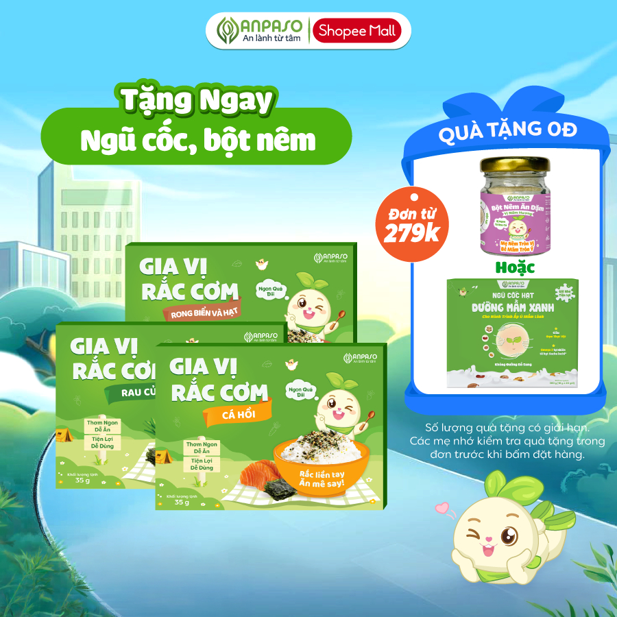 Gia Vị Rắc Cơm Cho Bé Anpaso - Rong Biển Trộn Cơm Vị Cá Hồi, Rong Biển, Rau Củ
