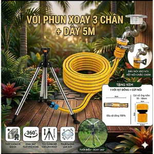 Bộ phun nước tưới cỏ ba chân, xoay 360 độ, đầu phun nước, làm bằng thép không gỉ, thích hợp cho sân vườn