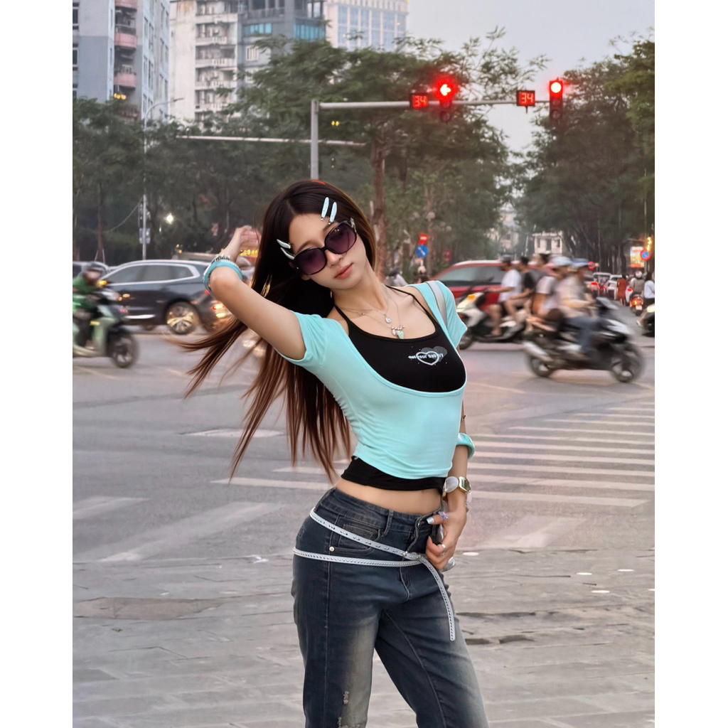 Áo thun nữ ôm body phối áo dây 𝐍𝐎𝐓 𝐘𝐎𝐔𝐑 𝐁𝐀𝐁𝐘 - ONOCLUB