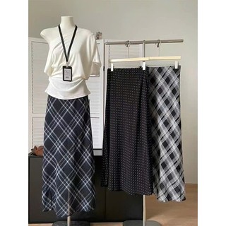 Chân Váy Voan Dáng Đuôi Cá Maxi MELY Họa Tiết Kẻ CARO Lưng Chun Hàng Quảng Châu Cao Cấp.