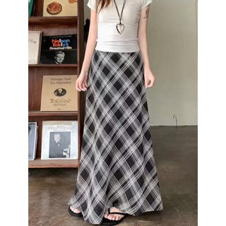 Chân Váy Voan Dáng Đuôi Cá Maxi MELY Họa Tiết Kẻ CARO Lưng Chun Hàng Quảng Châu Cao Cấp.