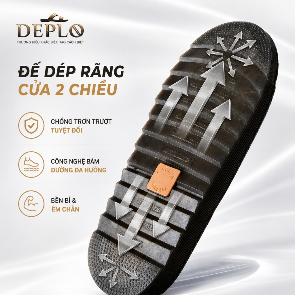 Dép Quai Kẹp Nam Da Microfiber 2 Lớp Cao Cấp Siêu Bền, Da Kháng Nước Tốt - Bảo Hành 12 Tháng