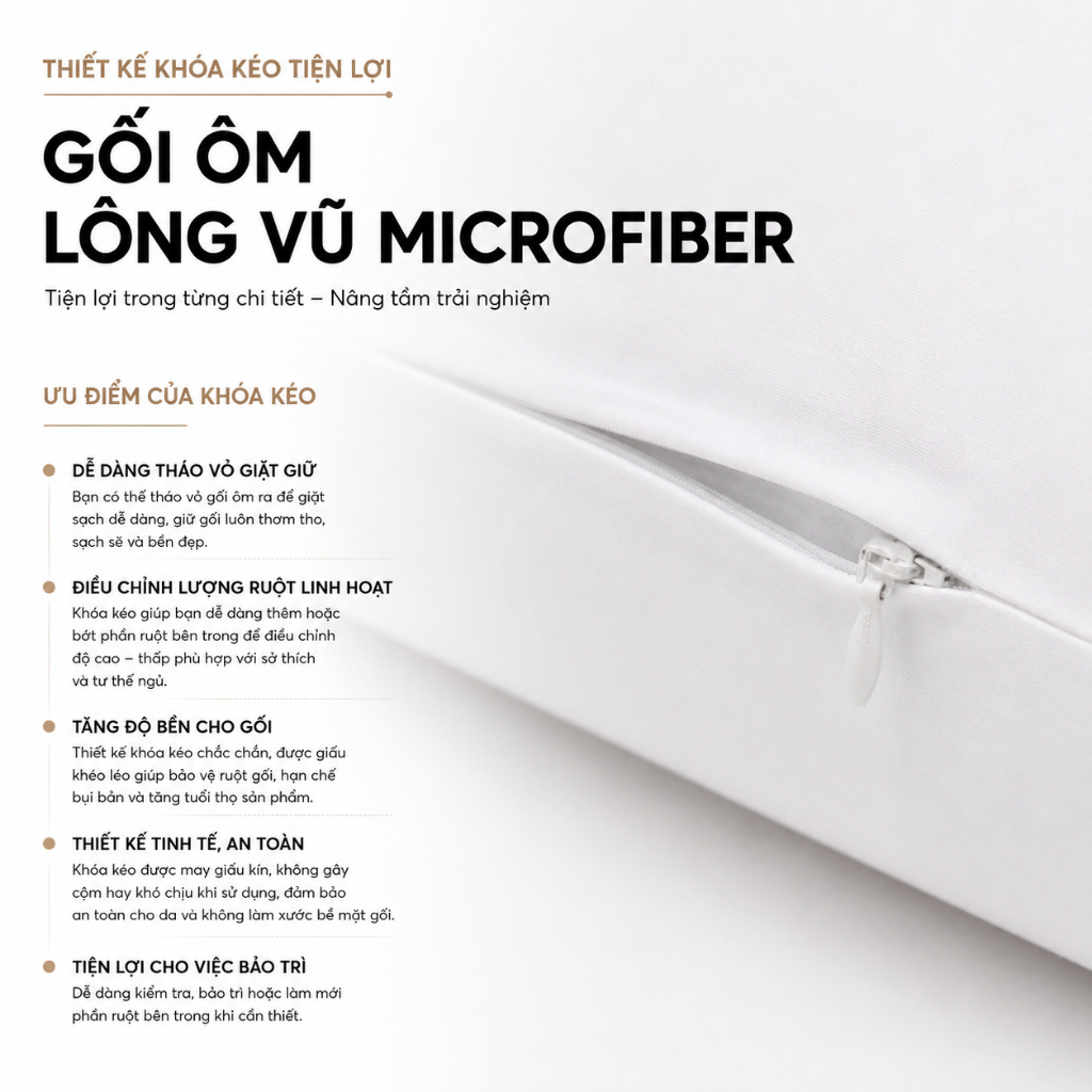 Ruột gối ôm gòn lông vũ microfiber EMPIRE cao cấp vỏ bọc cotton T600 - EMPIRE | Bedding & Decor