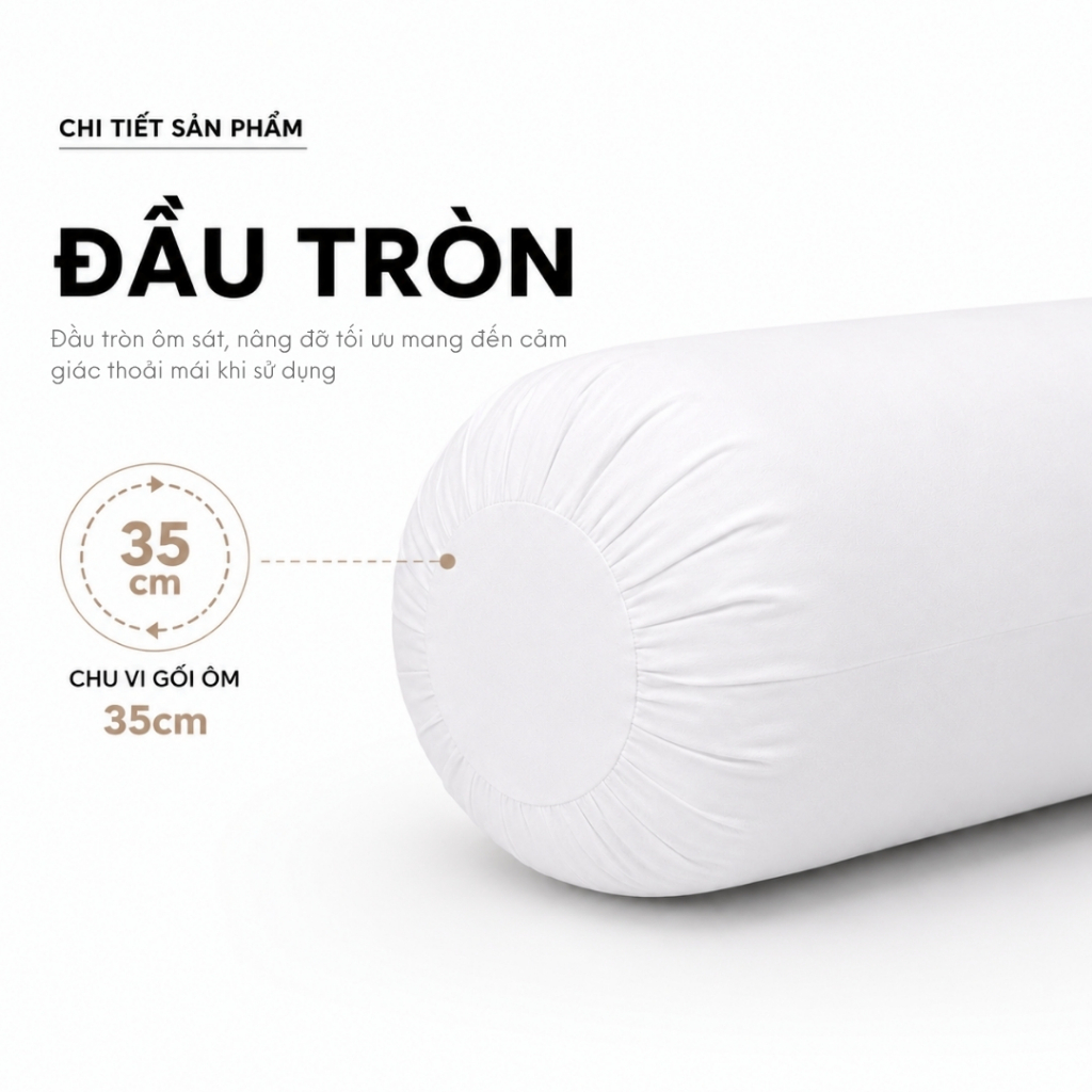Ruột gối ôm gòn lông vũ microfiber EMPIRE cao cấp vỏ bọc cotton T600 - EMPIRE | Bedding & Decor