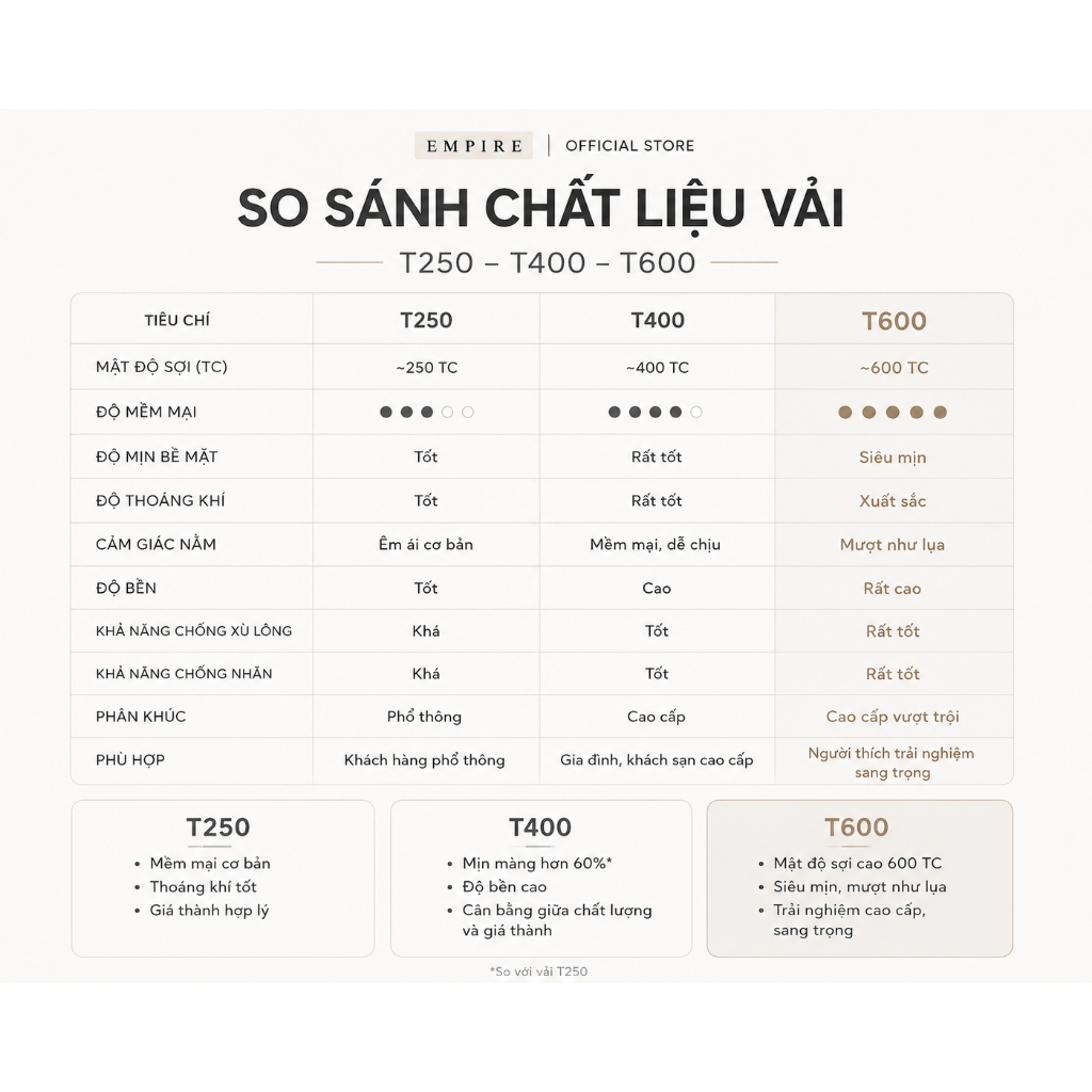 Ruột gối ôm gòn lông vũ microfiber EMPIRE cao cấp vỏ bọc cotton T600 - EMPIRE | Bedding & Decor