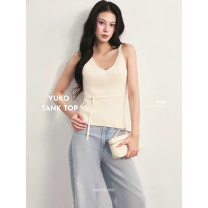 SEO STUDIO - Áo hai dây len kem kèm đai buộc eo - Yuko Tank Top