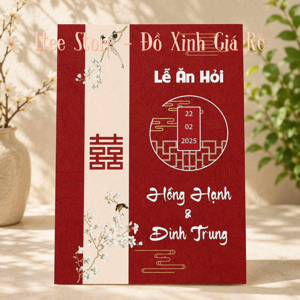 Bảng Welcome Lễ Hỷ In Tên Theo Yêu Cầu Phong Cách Á Đông Song Hỷ Sang Trọng Cao Cấp