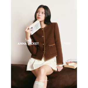 SEO STUDIO - Áo dạ tweed len lông cừu phối viền túi cúc đồng - Anna Jacket