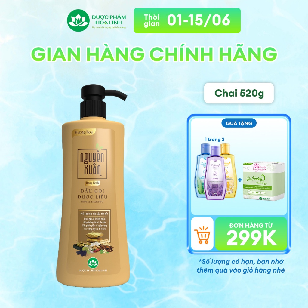 Dầu gội dược liệu Nguyên Xuân Bồng bềnh 520g - Dành cho tóc dầu bết