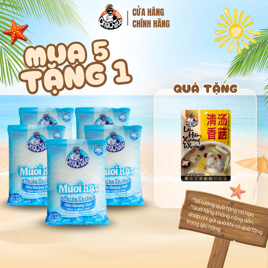 Muối Hạt Thiên Nhiên thương hiệu Ông Chà Và 1kg - Hàng Chính Hãng