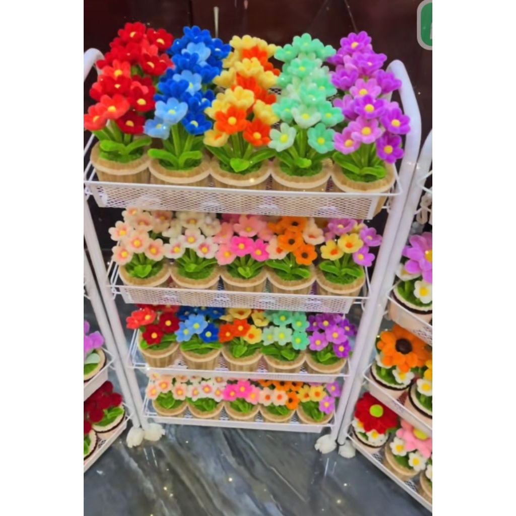 Chậu Hoa Cúc Kẽm Nhung , Giỏ Hoa Cúc Handmade Decor Bàn Học, Quà Tặng Siêu Xinh