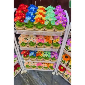 Chậu Hoa Cúc Kẽm Nhung , Giỏ Hoa Cúc Handmade Decor Bàn Học, Quà Tặng Siêu Xinh