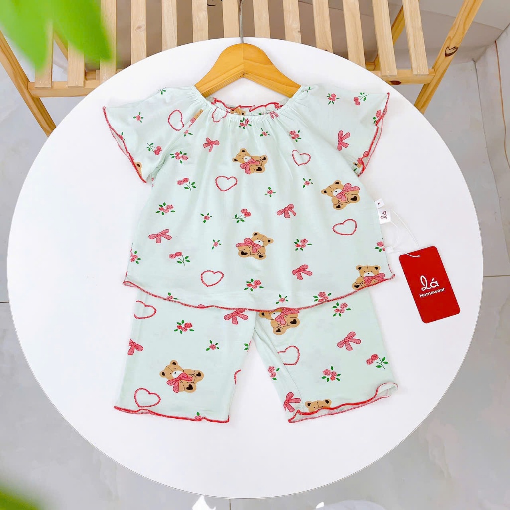 Bộ lửng bé gái sợi sồi Modal Lá Homewear MOD6, đồ bộ tay ngắn quần lỡ babydoll dễ thương vải mềm mát