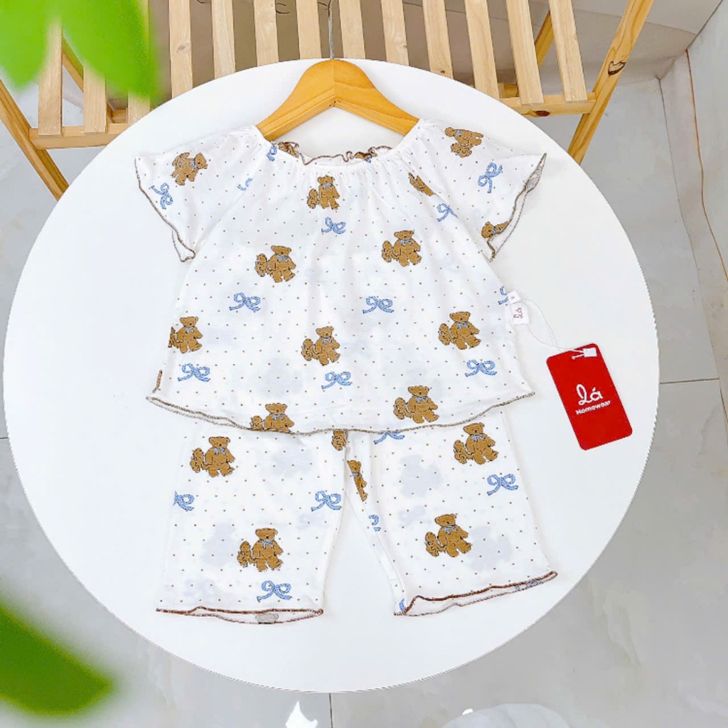 Bộ lửng bé gái sợi sồi Modal Lá Homewear MOD6, đồ bộ tay ngắn quần lỡ babydoll dễ thương vải mềm mát
