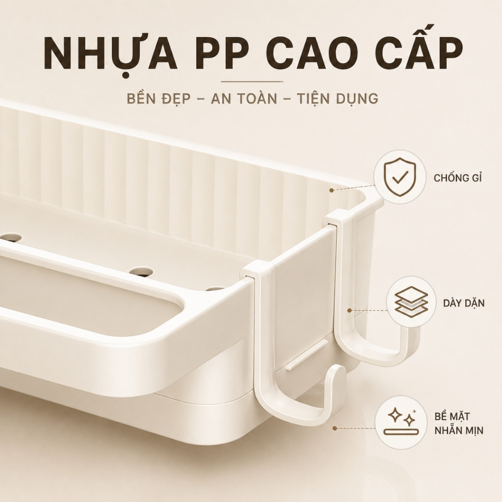 Kệ Đựng Đồ Rửa Chén Cao Cấp Dán Tường, Khay Đựng Miếng Rửa Bát Kèm Khay Hứng Nước Và Vắt Khăn Lau