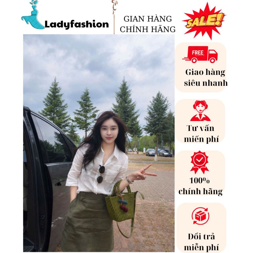 Set Váy Nữ Áo Sơ Mi Trắng Mix Chân Váy Chữ A Tông Rêu Phong Cách Hàn Quốc Thanh Lịch Đi Chơi Đi Làm New 2026