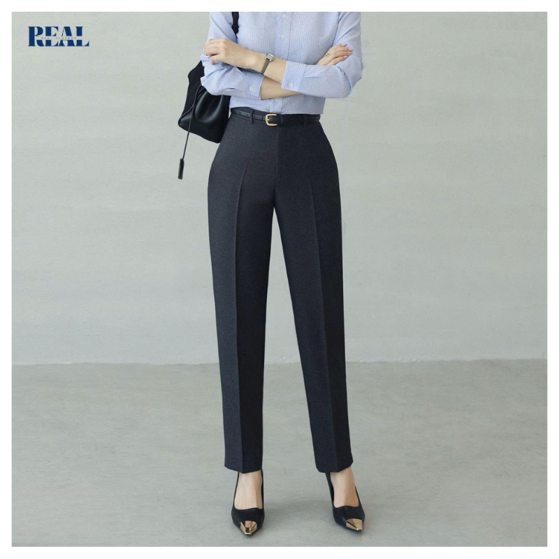 Quần tây nữ cơ bản REAL CLOTHES (tổng hợp màu), vải kaki lụa ít nhăn, co giãn nhẹ