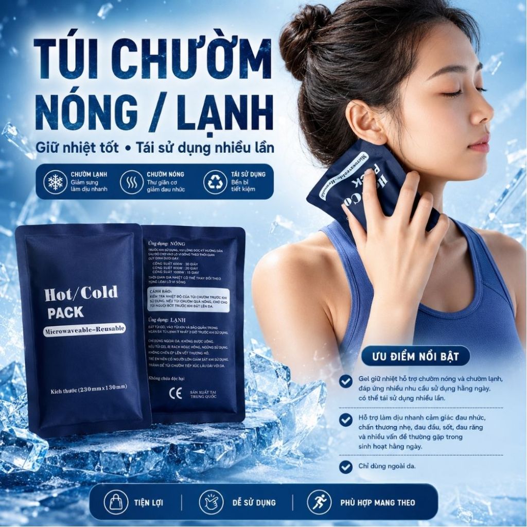Túi chườm GEL nóng lạnh đa năng, chườm lạnh thể thao, gel CMC an toàn hỗ trợ giảm chấn thương, phục hội sau tập