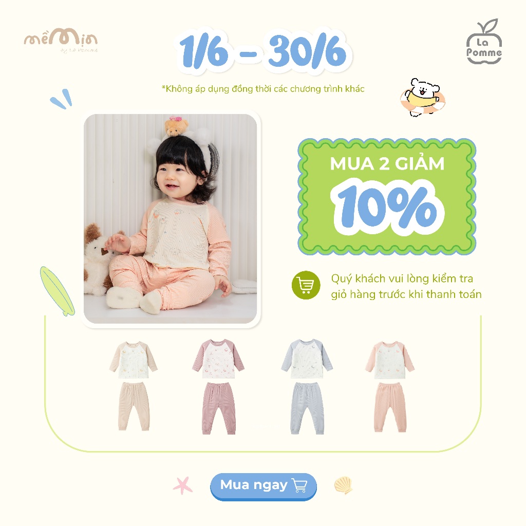 Bộ dài tay La Pomme ngày năng động của cún con - Sợi Petit Soyeu thoáng mát – Bé trai/gái 6M - 5Y
