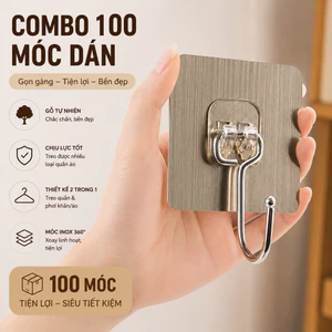 Combo 100 Móc Dán Tường Nhôm Inox Chịu Lực Cao Cấp