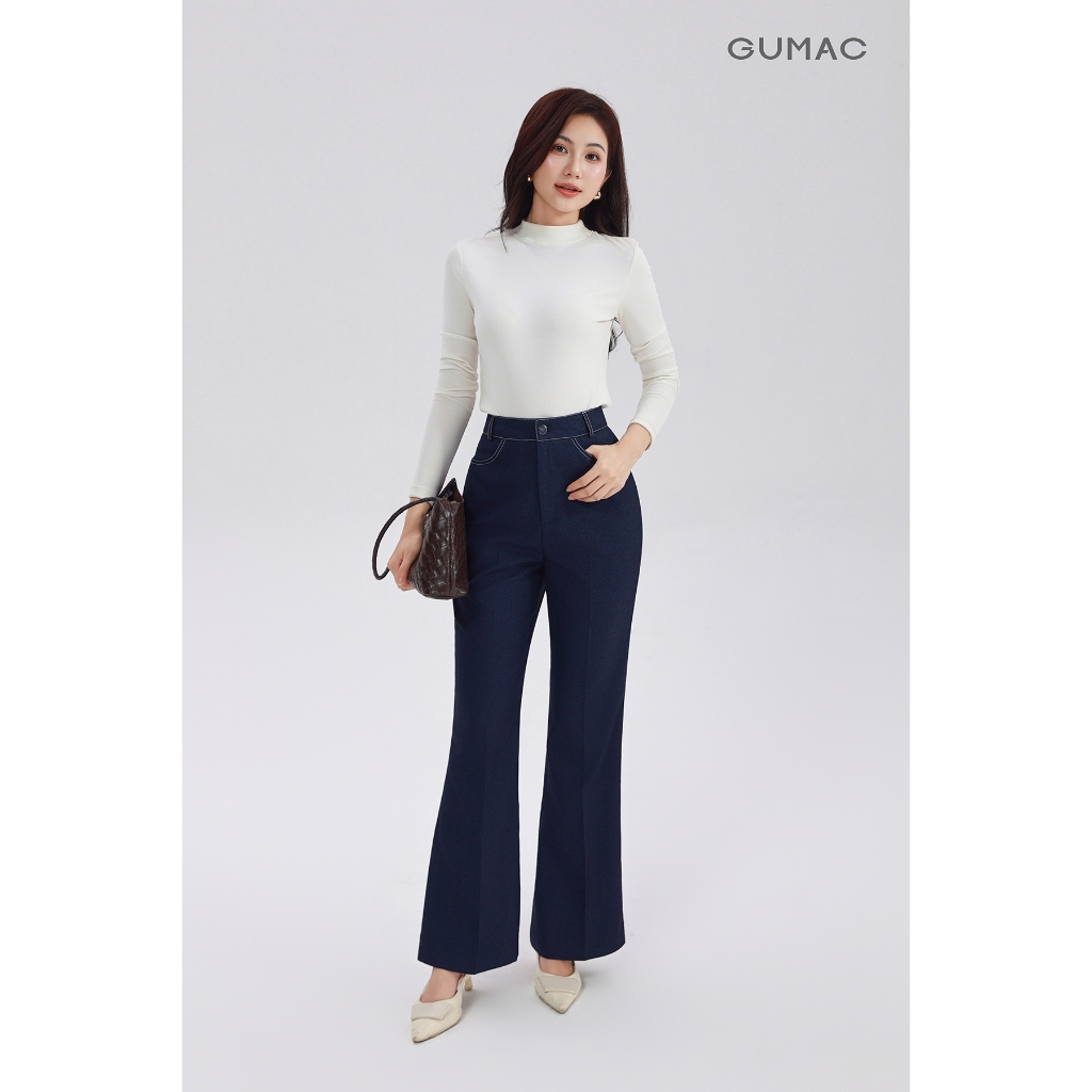 Quần Tây Nữ GUMAC Form Ống Loe Nhẹ Đường Diễu Chỉ Tinh Tế Thanh Lịch Tôn Dáng QG04014