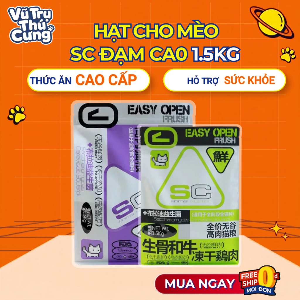 Hạt Cho Mèo SC Đạm Cao, Không Độn Ngũ Cốc